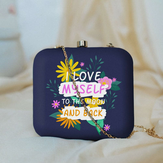 Quotes Printed Square Clutch Bags