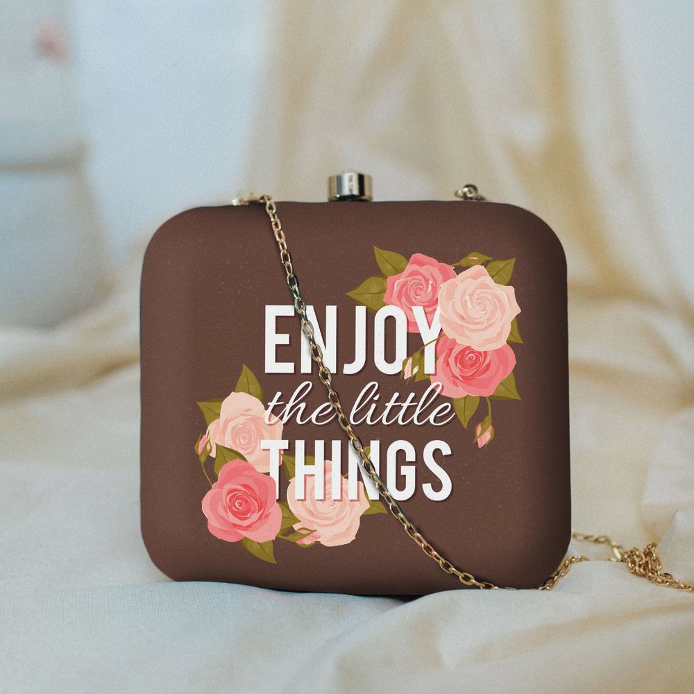 Quotes Printed Square Clutch Bags